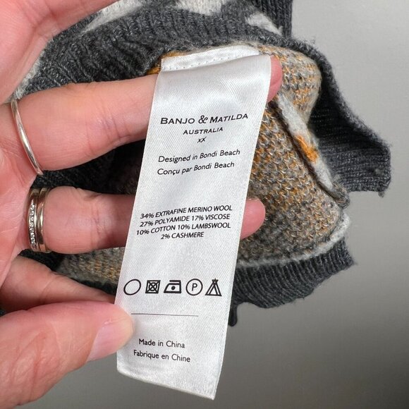 Banjo & Matilda Chevron Fringe Sweater Size XS Wool Cashmere Cozy Fall Winter - Picture 10 of 11